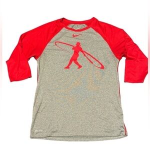 The Nike Tee Athletic Cut Shirt Size Medium Red Gray
